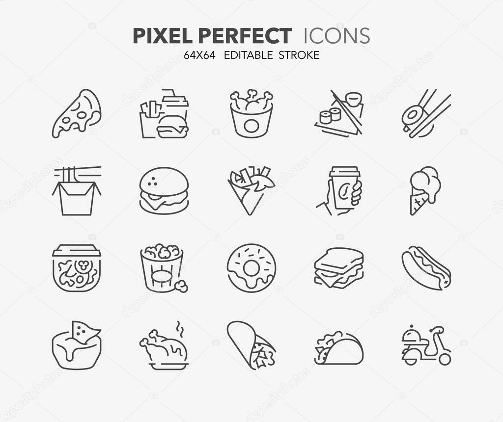 fast food thin line icons