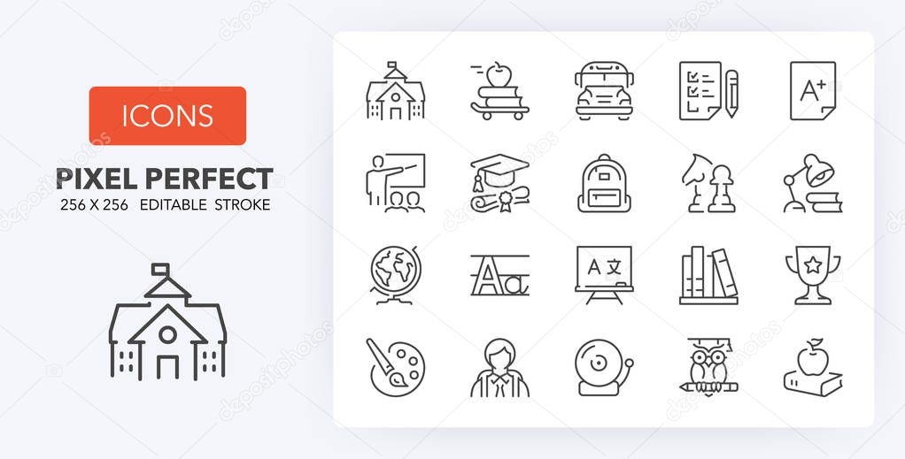 education 1 line icons 256 x 256