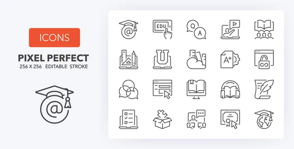 Elearning line Symbole 256 x 256 — Stockvektor