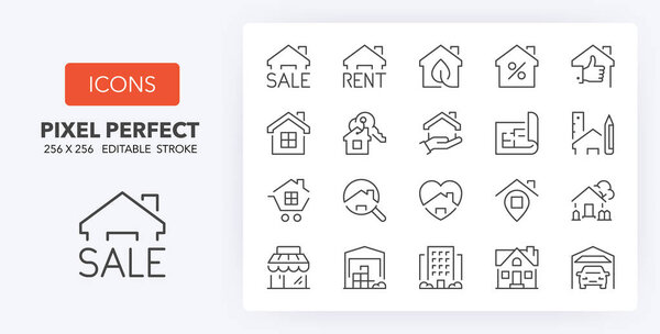 real estate 1 line icons 256 x 256