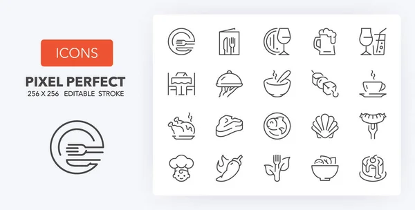 Restaurant Menu Options Thin Line Icon Set Outline Symbol Collection — Stock Vector
