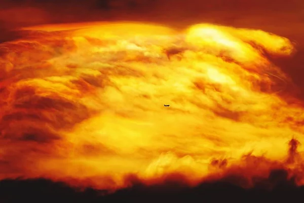 Sonnenuntergang Dämmerung Orange Himmel Sehen Die Schöne Lila Natur Ein — Stockfoto