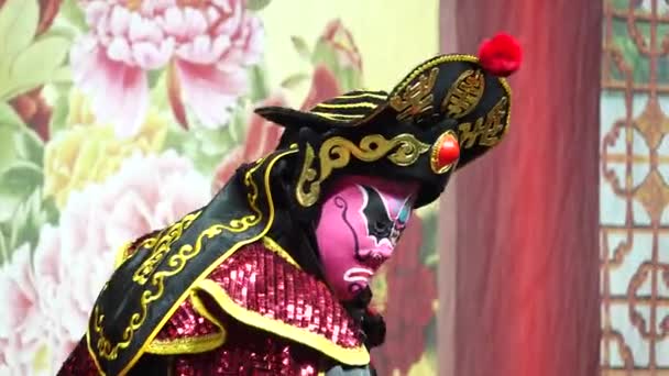 Bangkok December 2018 Chinese Opera Actor Perform Traditional Drama Onstage — Stock Video