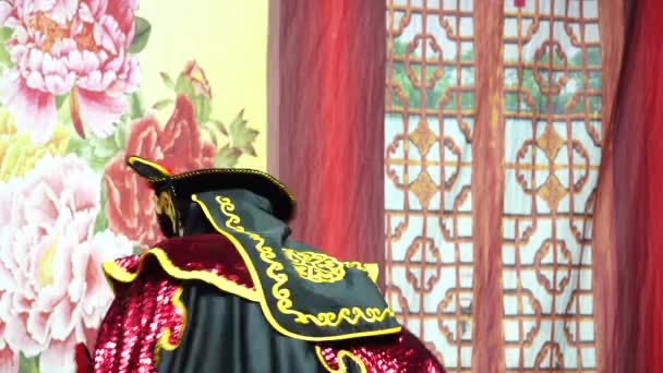 Bangkok Décembre 2018 Acteur Opéra Chinois Joue Théâtre Traditionnel Sur — Video