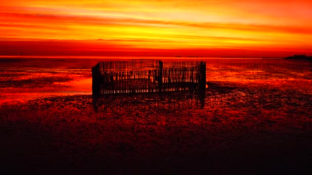 Belo Pôr Sol Céu Crepúsculo Praia Fundo — Vídeo de Stock