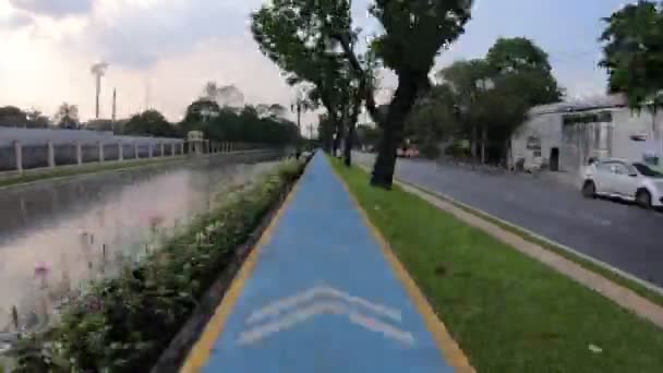 Carril Bici Ciudad Lapso Tiempo Warp — Vídeo de stock