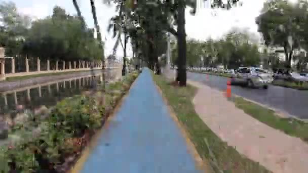 自行车车道在城市时间失效时间翘曲 — 图库视频影像