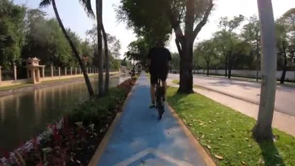 Carril Bici Los Deportes Ciudad — Vídeo de stock