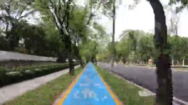 Carril Bici Ciudad Deporte Tiempo Lapso Tiempo Warp — Vídeos de Stock