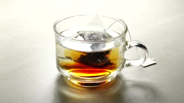 Forró Tea Csésze Egy Fagyos Téli Napon Ablak Háttér — Stock videók