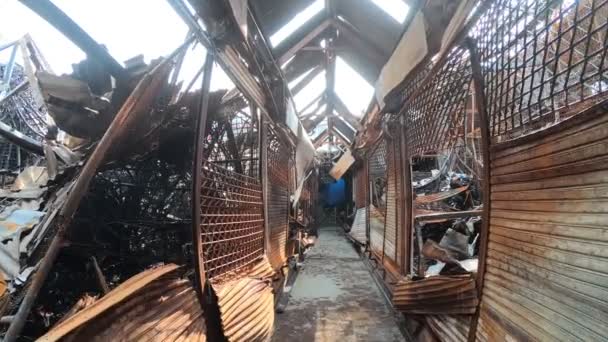 Yangın Chatuchak Hafta Sonu Pazar Demir Rushrusted Çelik Örgü Kaza — Stok video