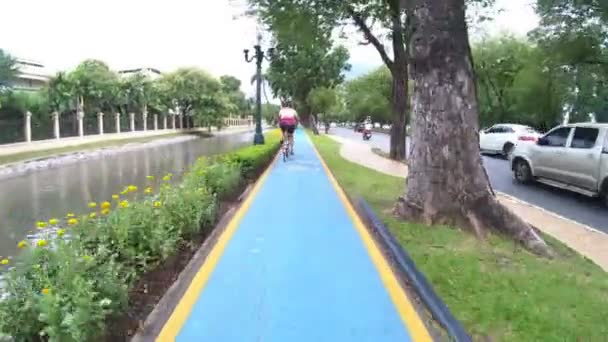 Carril Bici Correr Los Deportes Ciudad — Vídeos de Stock