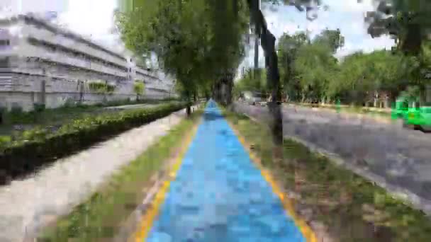 Piste Cyclable Dans Ville Sport Time Lapse Time Warp — Video