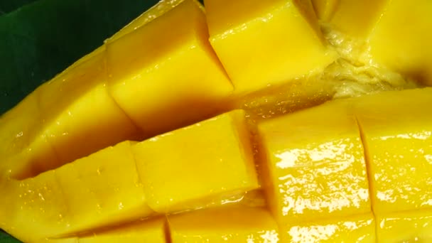 Fresh Sliced Mango Squared Macro Γυρίσματα — Αρχείο Βίντεο