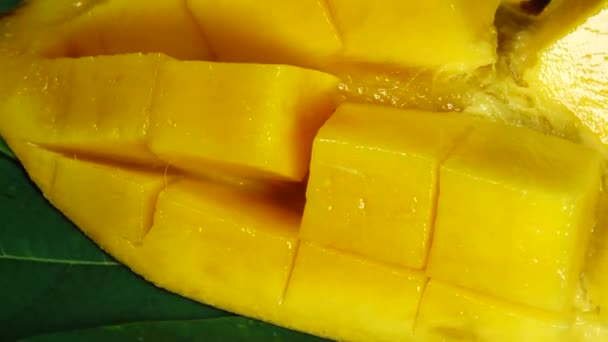 Fresh Sliced Mango Squared Macro Γυρίσματα — Αρχείο Βίντεο