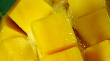 4K Taze Dilimlenmiş Mango Kare 4k Makro Çekim