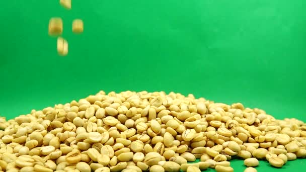 1080P Super Slow Coffee Beans Parchment Isolated Green Screen Backgound — Stock Video