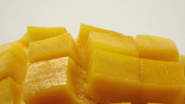 Sweet Thai Mango Περιστροφή Της Rip Κύβους Φέτα Μάνγκο Κομμένα — Αρχείο Βίντεο