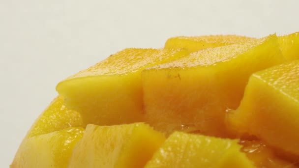 Sweet Thajské Mango Rotace Rip Mango Plátek Kostky Střih — Stock video