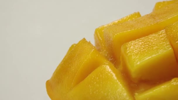 Sweet Thajské Mango Rotace Rip Mango Plátek Kostky Střih — Stock video