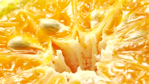 Marco Снимок Апельсиновых Фруктов Rotate Closure Цветка Цитрусовых Апельсина Природа — стоковое видео