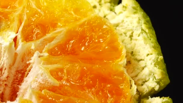 Marco Skott Apelsinfrukt Och Rotera Närbild Kött Citrus Orange Naturbakgrund — Stockvideo