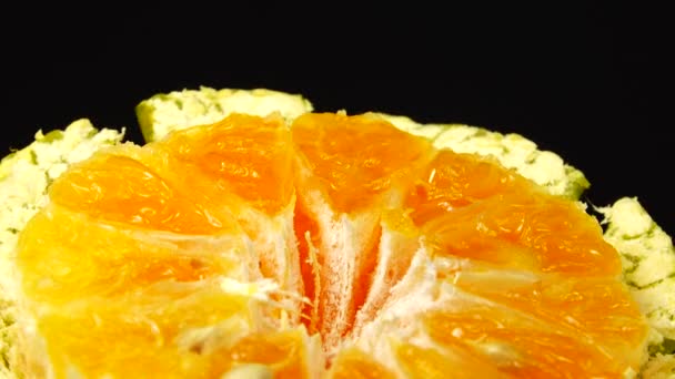 Marco Shot Van Sinaasappel Fruit Rotate Close Vlees Citrus Oranje — Stockvideo