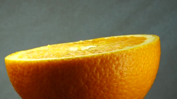 Macro Shot Van Navel Oranje Fruit Rotate Close Verse Citrus — Stockvideo