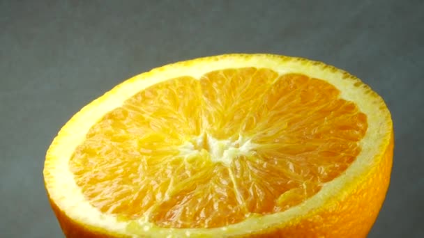 Makro Záběr Pupku Pomerančové Ovoce Rotace Close Čerstvé Citrusově Oranžové — Stock video