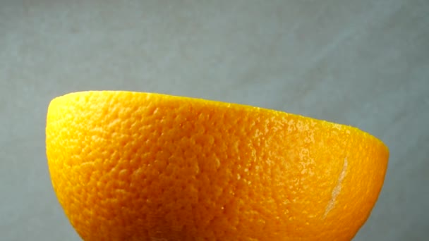 Macro Shot Van Navel Oranje Fruit Rotate Close Verse Citrus — Stockvideo