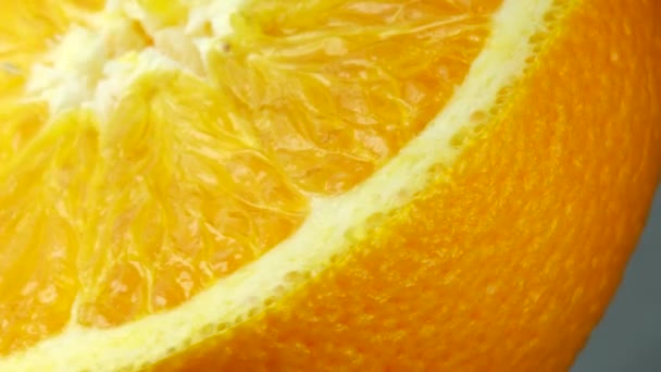 Macro Disparo Fruta Naranja Del Ombligo Rotate Close Hasta Fondo — Vídeo de stock