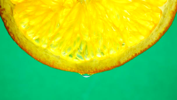 Macro Shot Fruits Coupés Orange Nombril Goutte Eau Fermer Agrumes — Video