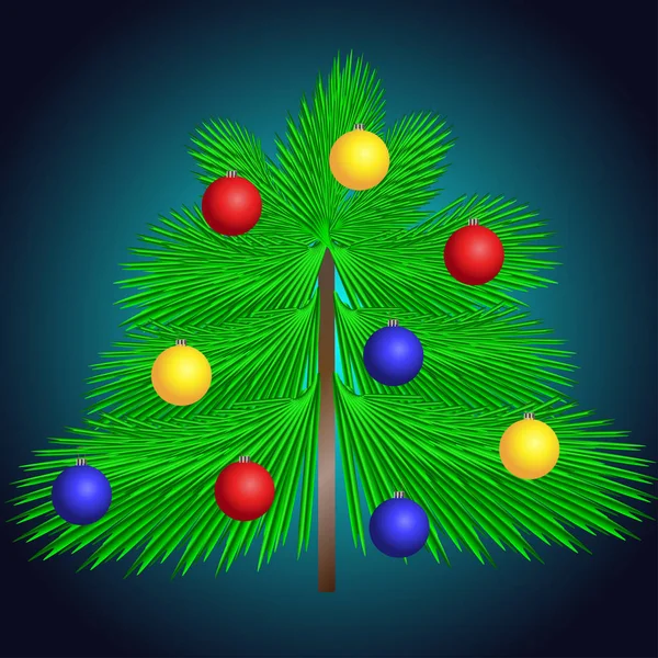 Árbol de Navidad. Árbol de Navidad con bolas de colores — Vector de stock