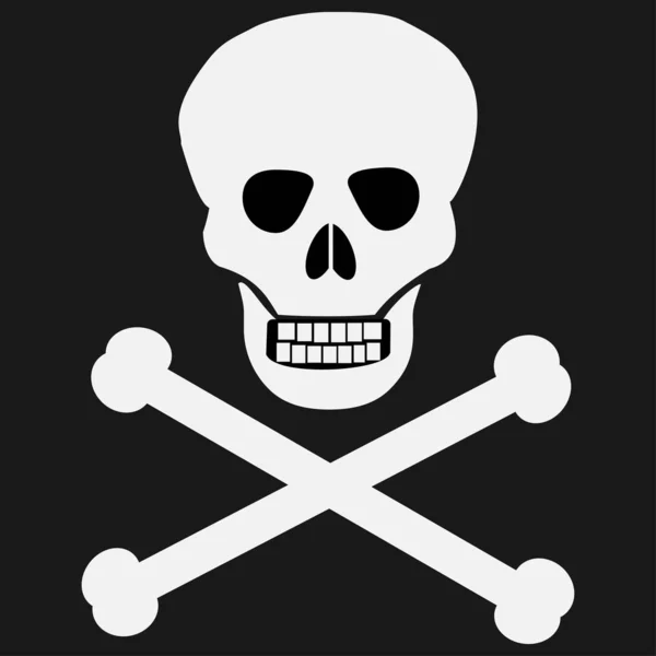 Crossbones / death skull, danger or poison flat icon for apps and websites — Stock Vector