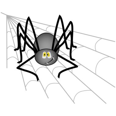 Beyaz arkaplandaki ağda örümceğin vektör çizimi.