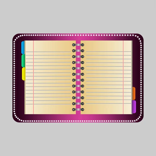Χρωματισμένο σημειωματάριο για σημειώσεις. Εικονίδιο ημερολογίου. — Διανυσματικό Αρχείο