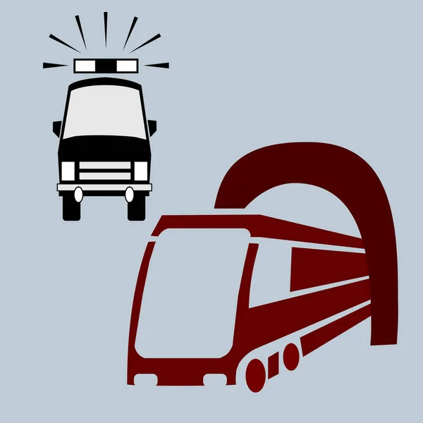 Transportation icons. Transportation icons. Metro and police car illustration. Urban public transport