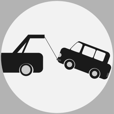 Kazadan ya da ihlalden sonra araba tahliyesi. Araba servisi için vektör illüstrasyon simgesi 