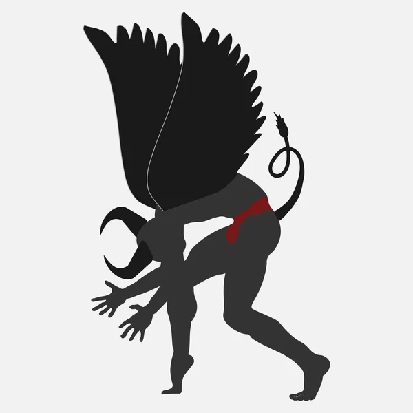 Diable Démon Illustration Silhouette Mythologie Antique Illustration Vectorielle — Image vectorielle