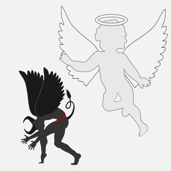 Ilustración Vectorial Con Ángel Demonio Concepto Del Bien Del Mal — Vector de stock