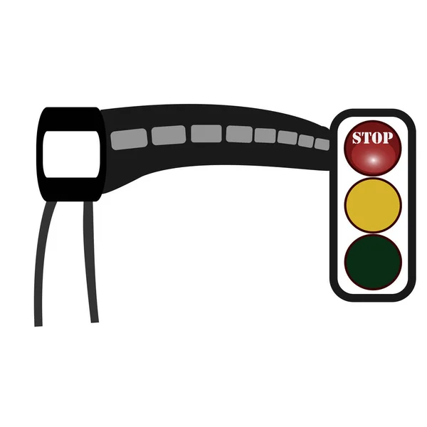 Yüksek hızlı tren amblemi, rozet, etiket, siluet. Demiryolu, trafik ışığı. Vektör illüstrasyonu.