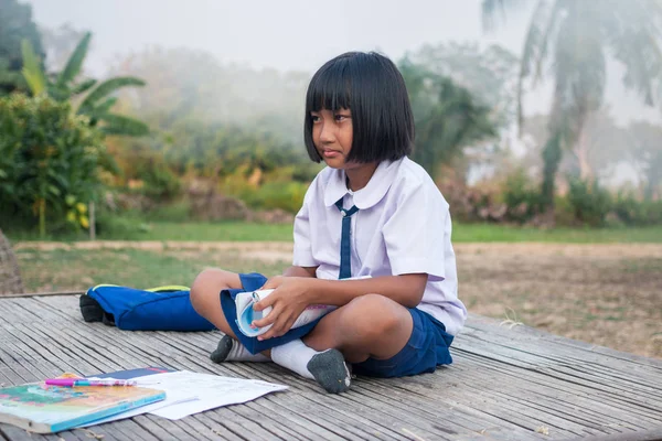 Asian Girl Student Countryside — Stock Photo, Image