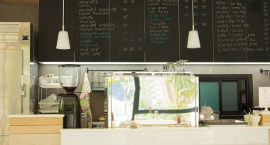 Kahve dükkanı Counter Cafe Restoran gevşeme kavramı.