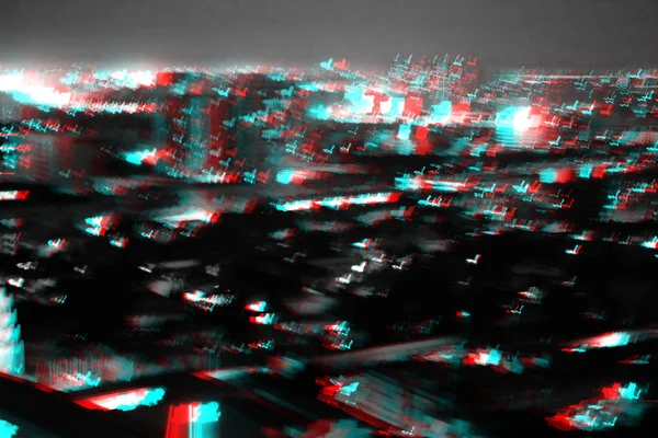 Abstracte Verlichting Stadsgezicht Lawaai Glitch Fout — Stockfoto