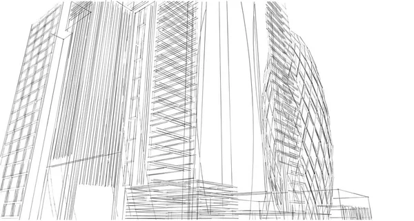 Dibujo Arquitectónico Abstracto Ilustración — Foto de Stock