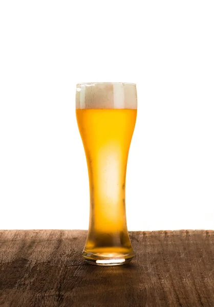 Glas Bier Witte Achtergrond — Stockfoto