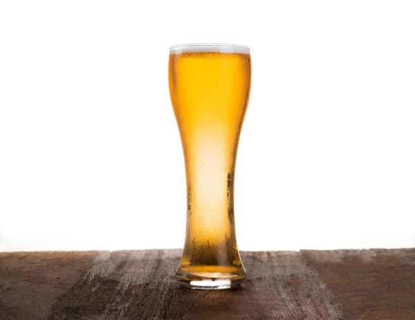 Склянка Пива Білому Фоні — стокове фото