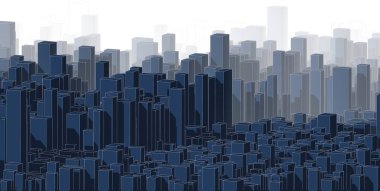 Panorama şehir manzarası krokisi. Mimari kroki - 3d İllüstrasyon