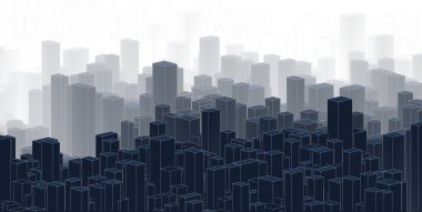 Panorama şehir manzarası krokisi. Mimari kroki - 3d İllüstrasyon