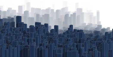 Panorama şehir manzarası krokisi. Mimari kroki - 3d İllüstrasyon